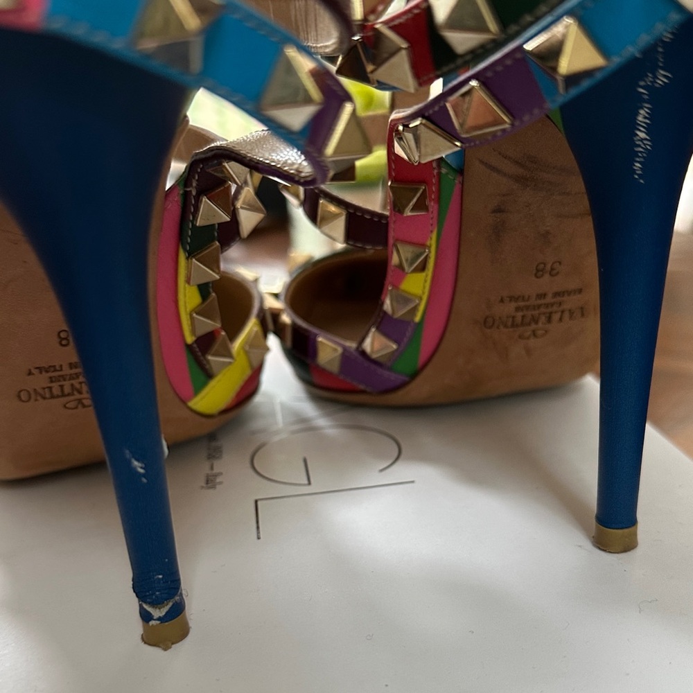Valentino Garavani Multicolor Rockstud Heels Sz 38 - Picture 3 of 5